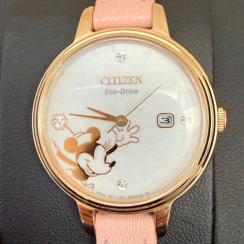 ✨ Retired Citizen Eco-Drive Disney Minnie Mouse Diamond Dial Watch | Model EW244
